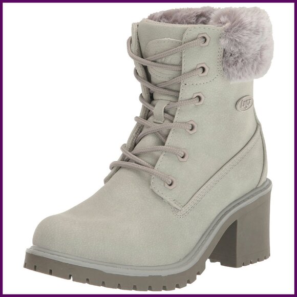 Women's Faux Fur Ankle Boots, Cushioned Insole, Lace Up, Synthetic Nubuck - Picture 1 of 7